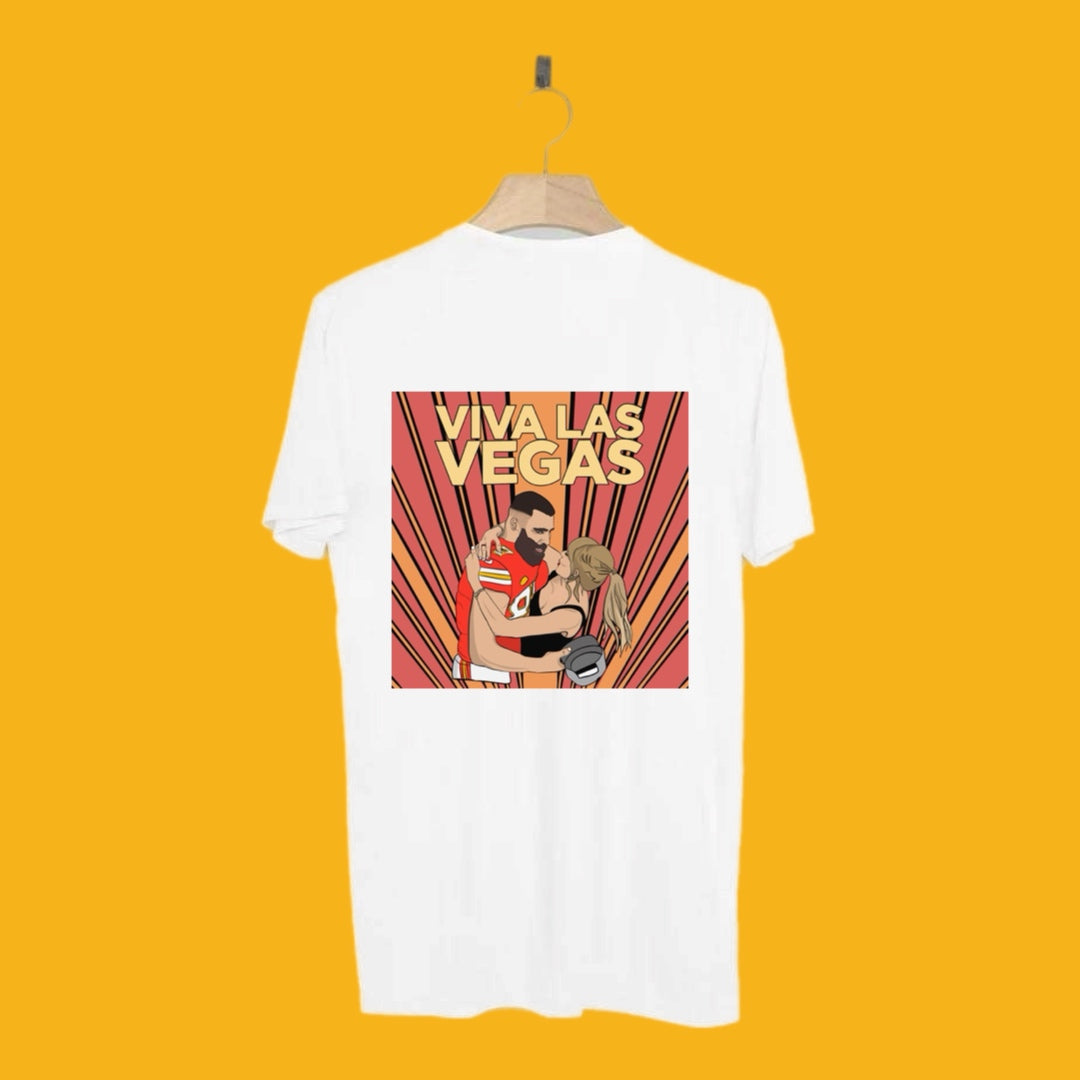 VIVA LAS VEGAS TEE: WHITE - FRONT AND BACK