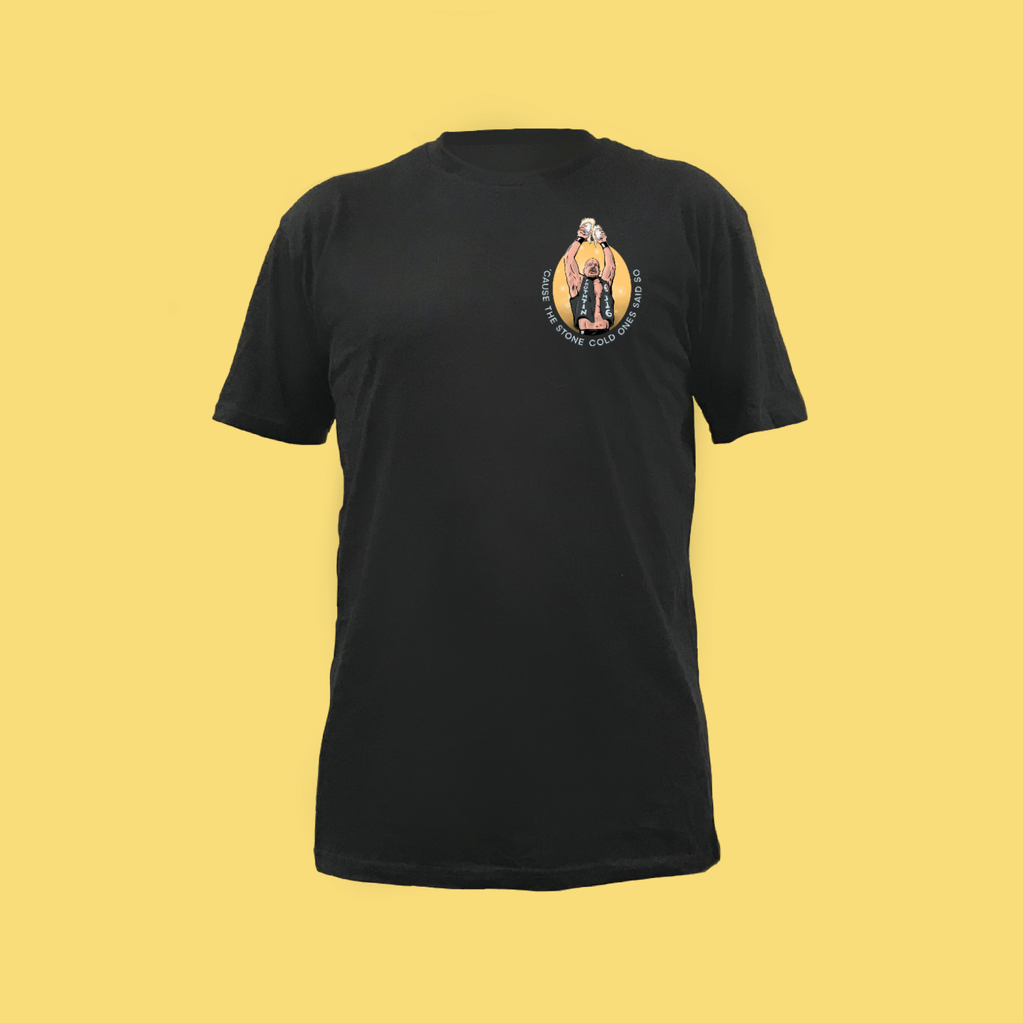 STONE COLD STEVE FROTH-TIN - BLACK FRONT AND BACK