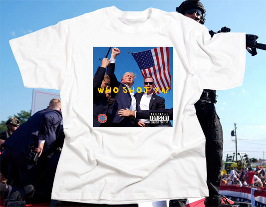 Who Shot Ya Album Tee- WHITE FRONT ONLY