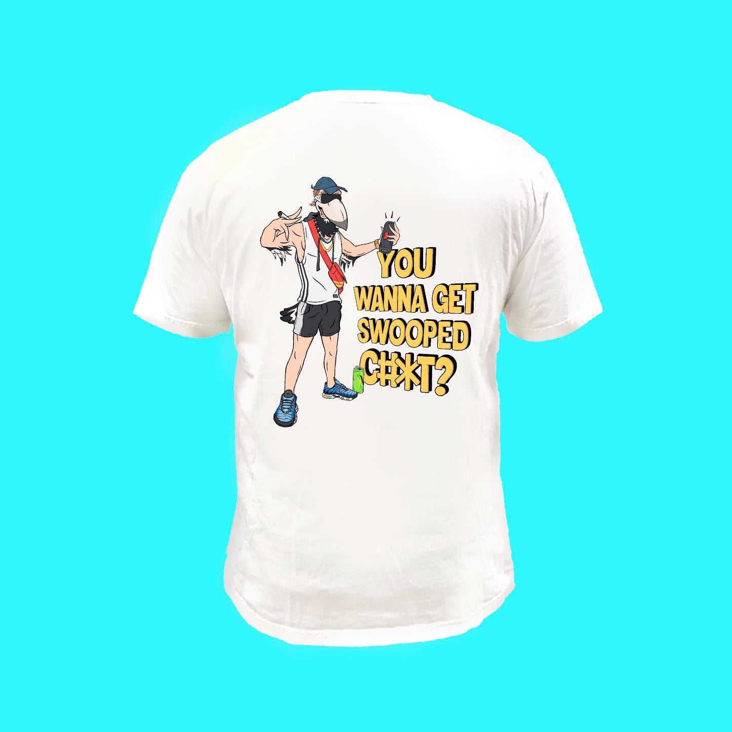 THE SWOOPY BOY TEE: WHITE - FRONT AND BACK