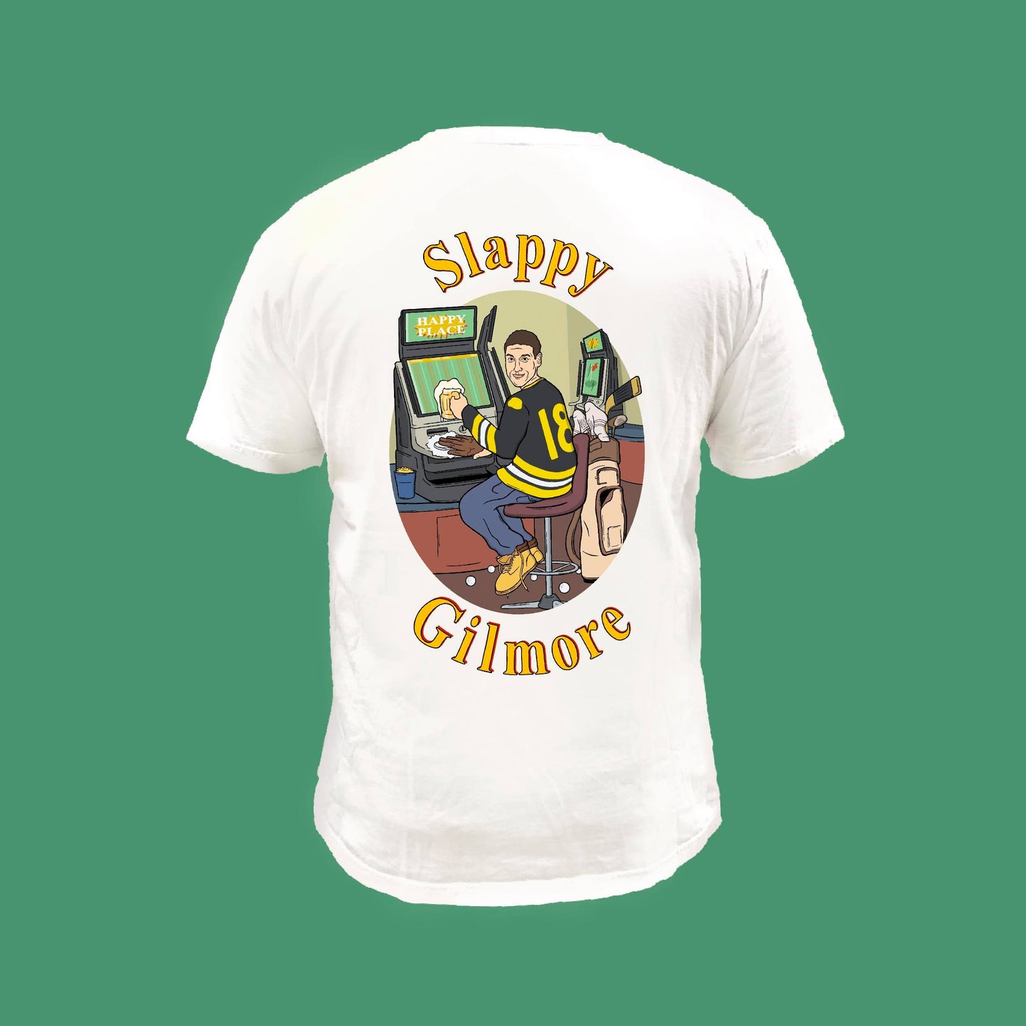 Slappy Gilmore Tee - WHITE FRONT AND BACK