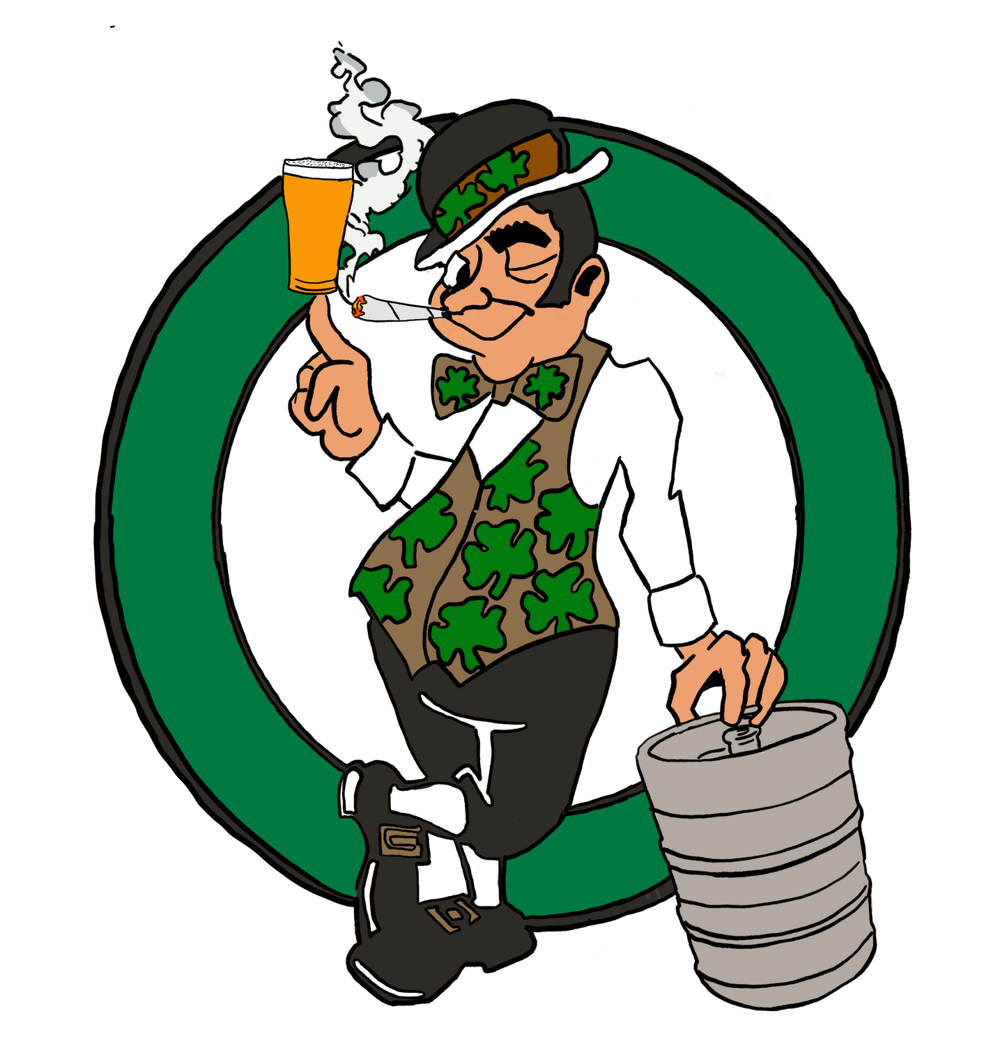 BOSTON KEG PARTY: CELTICS EDITION WHITE - FRONT AND BACK