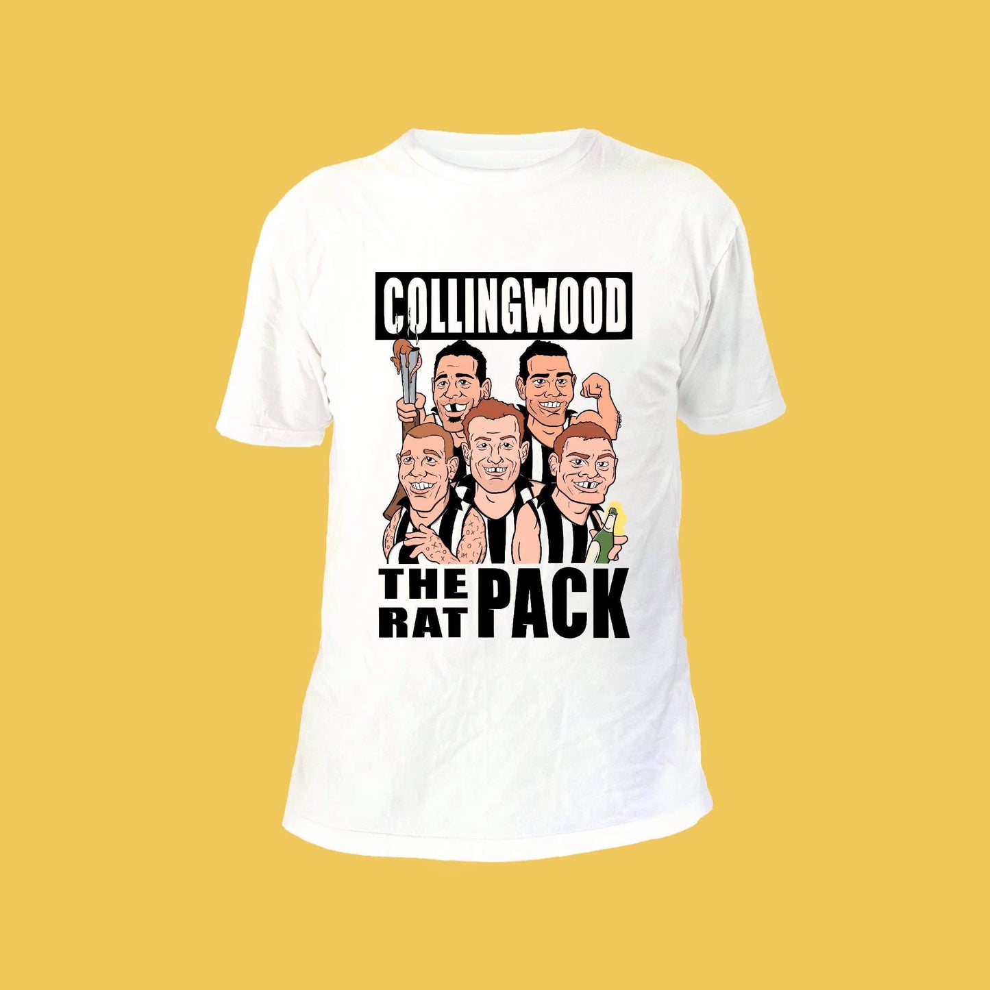 Collingwood Rat Pack Tee: WHITE - FRONT ONLY