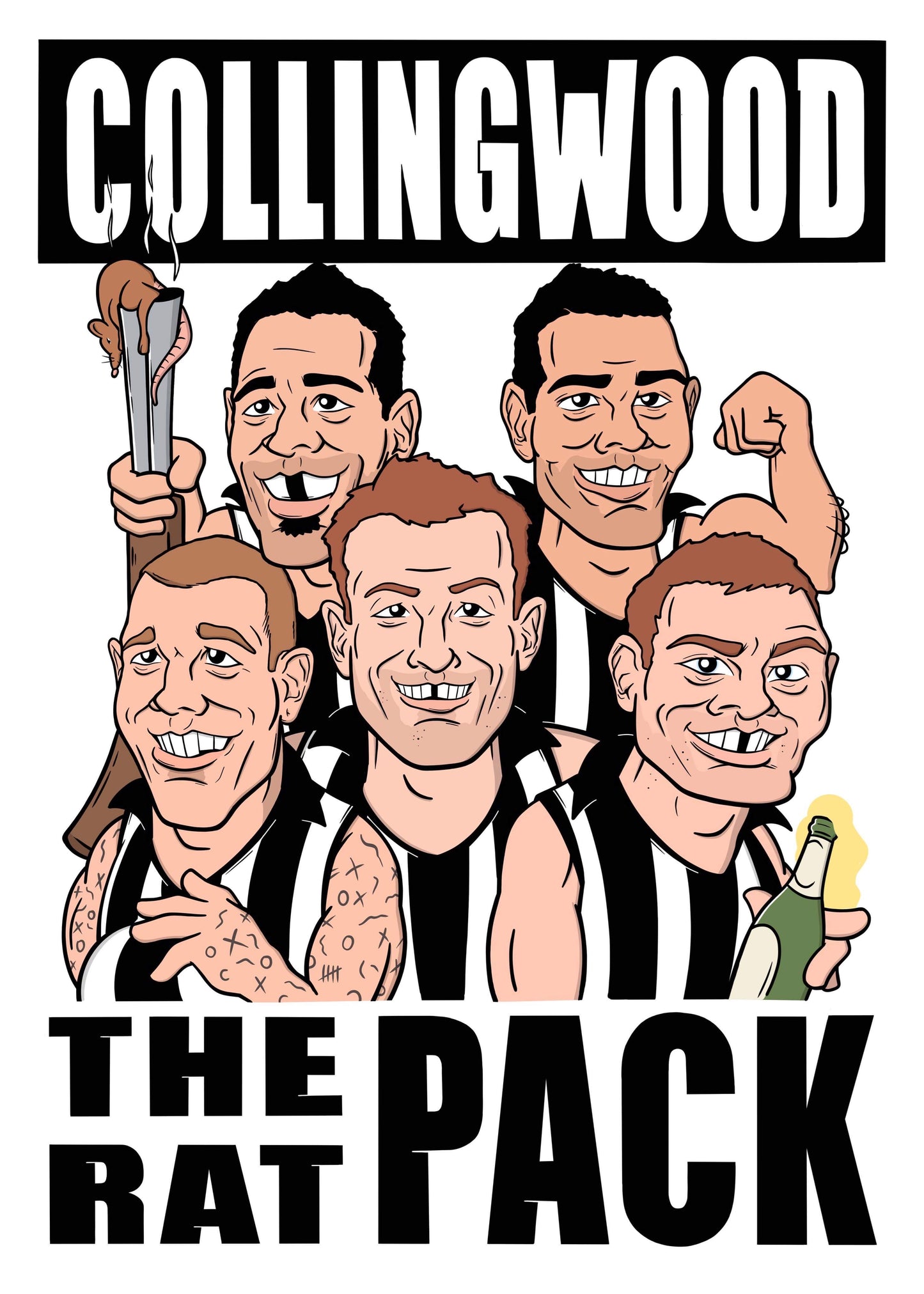 Collingwood Rat Pack Tee: WHITE - FRONT ONLY