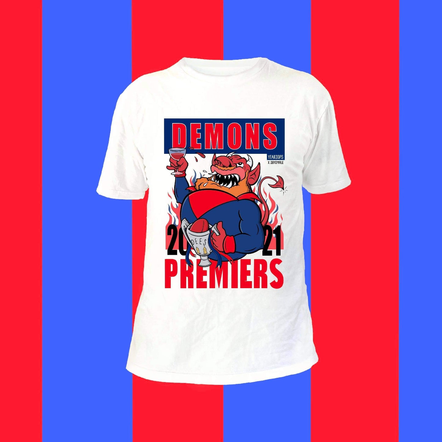 MELBOURNE DEMONS YEAKOOPS GF TEE: WHITE - FRONT ONLY