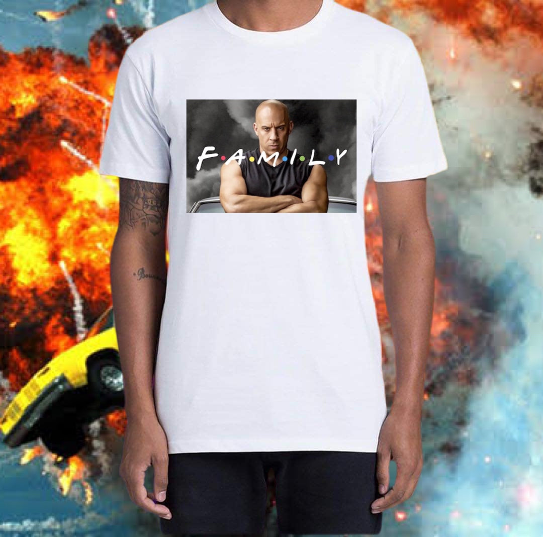 FAMILY Vin Diesel TEE - WHITE FRONT ONLY