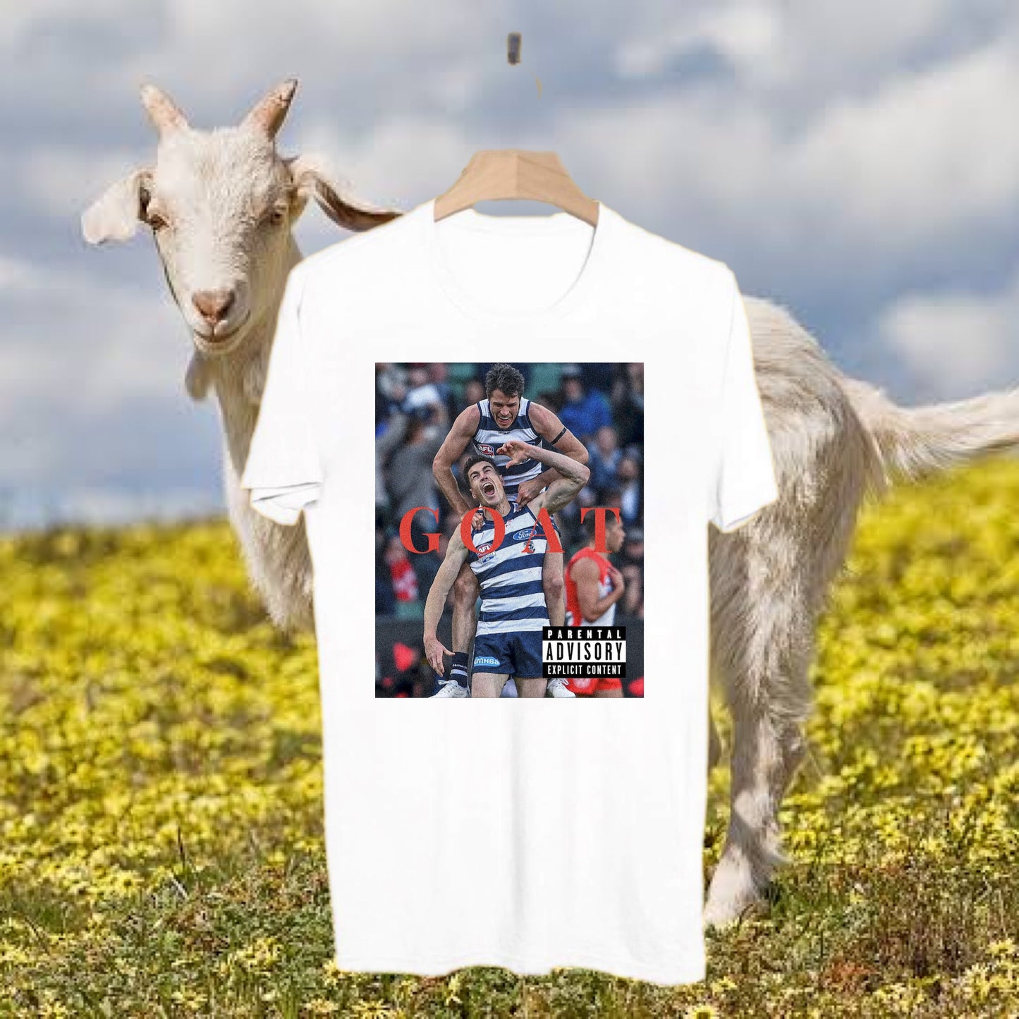 Jezza GOAT TEE - WHITE FRONT ONLY