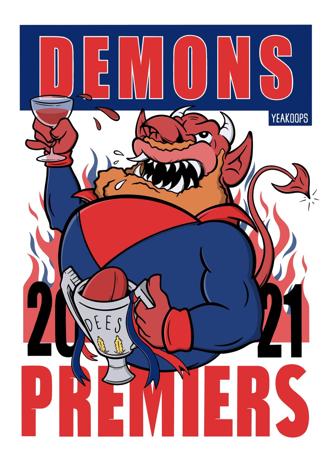 MELBOURNE DEMONS YEAKOOPS GF TEE: WHITE - FRONT ONLY