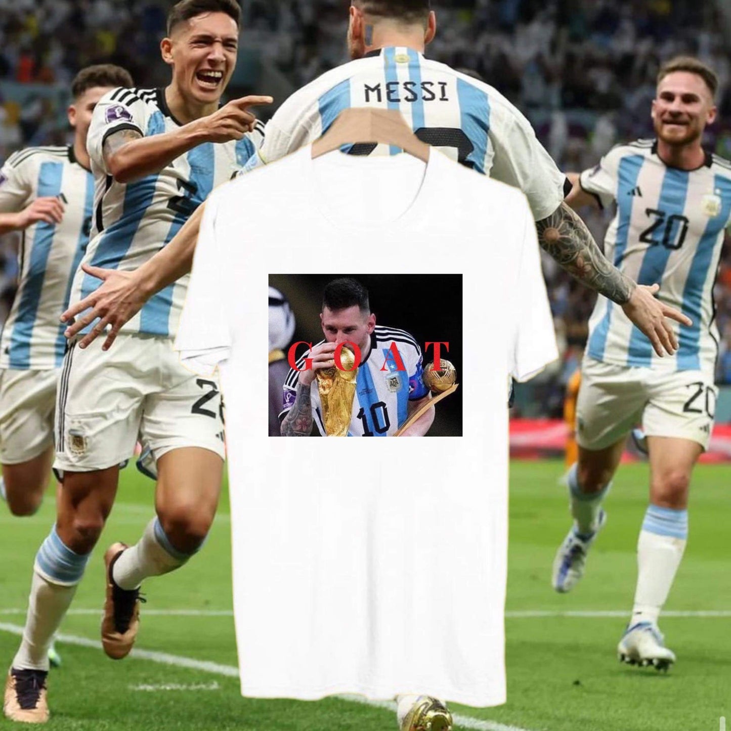 MESSI GOAT TEE - WHITE FRONT ONLY