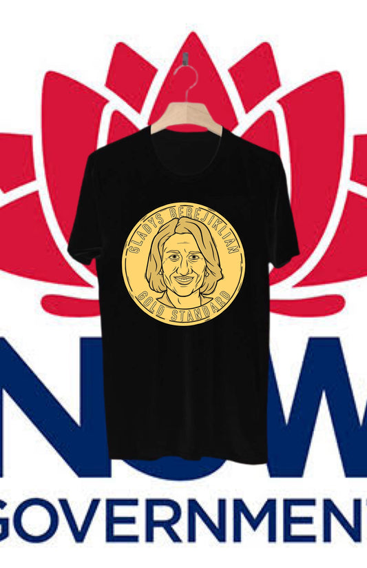 GOLD STANDARD GLADYS COIN TEE: BLACK FRONT ONLY