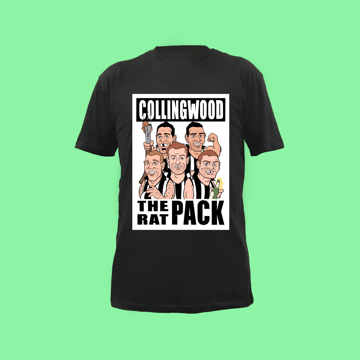 The Collingwood Rat Pack Tee - BLACK FRONT ONLY